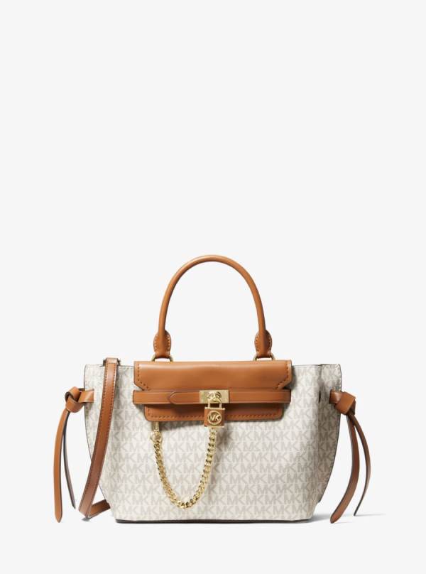 Damske Satchel Taske Michael Kors Hamilton Legacy Small Logo Belted Hnedožltý Hnede - Kabelky Michael Kors Nejlevnejsi | NAJKF-4129